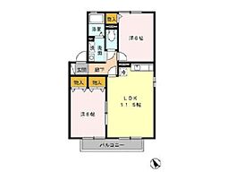 セジュールMIU 2LDKの間取図画像