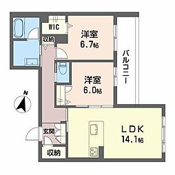 アメイシャ平芝 2LDKの間取図画像