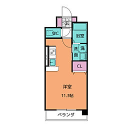 トロワジェームE ワンルームの間取図画像