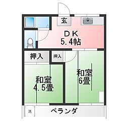 みどり苑 2DKの間取図画像