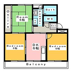 ハイレジデンス桜町 3DKの間取図画像