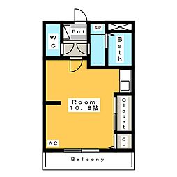 コーポスギ ワンルームの間取図画像