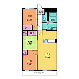 サンシャインハイツ 3LDKの間取図画像