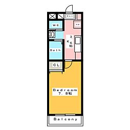 Kビル横山 1Kの間取図画像