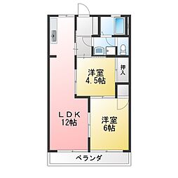 コーポダイヤ 2LDKの間取図画像