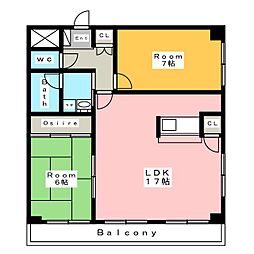 ワコービル 2LDKの間取図画像