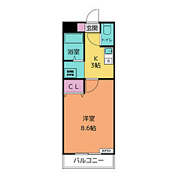 A・City今本町2 1Kの間取図画像