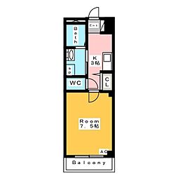 グラニート・テンB 1Kの間取図画像