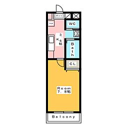 Kビル横山 1Kの間取図画像