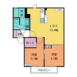コスモリバーストーン 2LDKの間取図画像