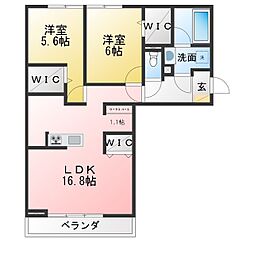 新築N.hf 2LDKの間取図画像