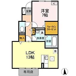 セジュール桜井B 1LDKの間取図画像