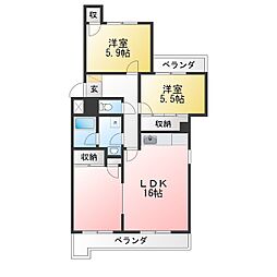 サンライズ花井 2LDKの間取図画像