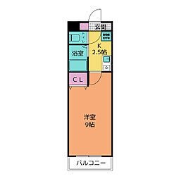 A・City東栄 1Kの間取図画像