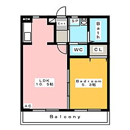 メリベール 1LDKの間取図画像