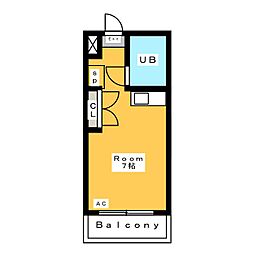 祥福マンション赤松 ワンルームの間取図画像
