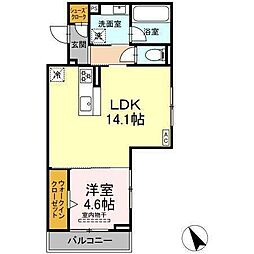 アムール・シェモア 1LDKの間取図画像