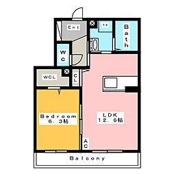 Parkside千ノ百合 1LDKの間取図画像
