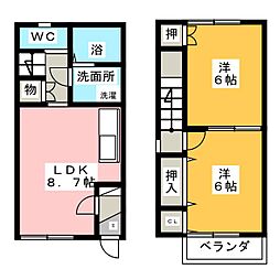 novaオギュウ 2LDKの間取図画像
