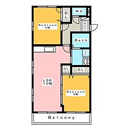 シャインクリオ 2LDKの間取図画像