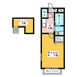 ル・ソレント朝日町 1Kの間取図画像