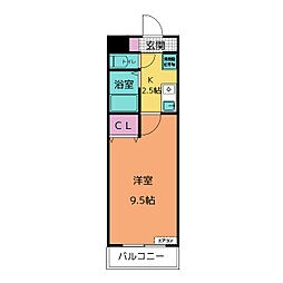 A・City住吉 1Kの間取図画像