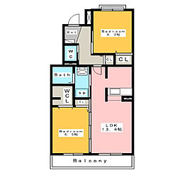 イノアックアイユー栗ノ木 2LDKの間取図画像
