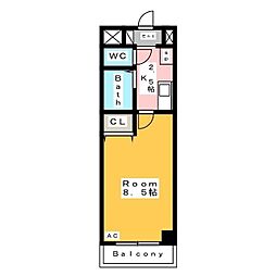 A・City朝日町 1Kの間取図画像