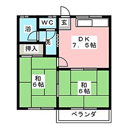 グリーンハイツ 2DKの間取図画像