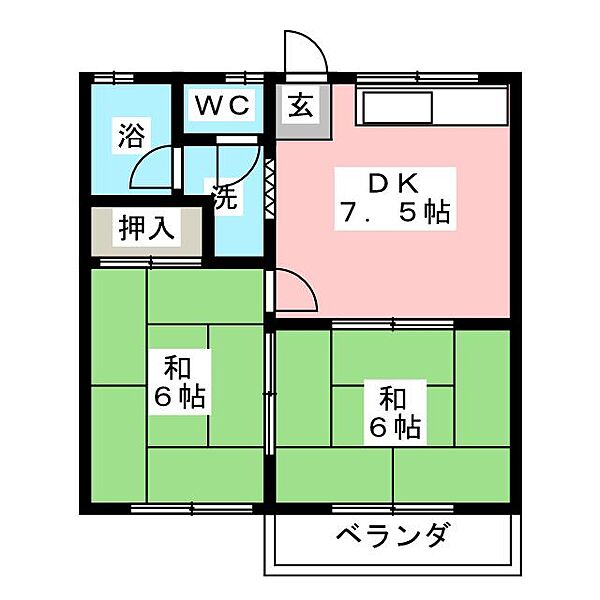 グリーンハイツ ｜愛知県丹羽郡扶桑町大字高雄字羽根西(賃貸アパート2DK・2階・39.63㎡)の写真 その2