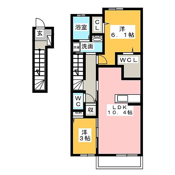 サンヒルズ高雄　南棟 ｜愛知県丹羽郡扶桑町大字高雄字南東川(賃貸アパート1LDK・2階・51.64㎡)の写真 その2