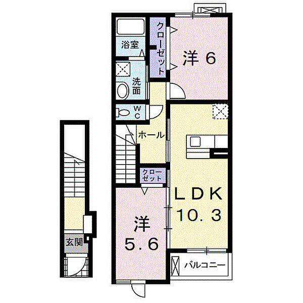 サニー・レジデンス ｜愛知県丹羽郡扶桑町大字斎藤字本郷屋敷(賃貸アパート2LDK・2階・56.47㎡)の写真 その2