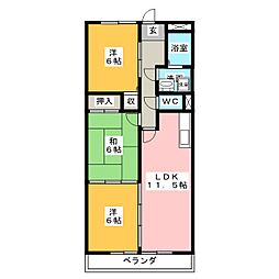 ラクール中切 3階3LDKの間取り
