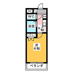 サンパティ犬山 3階1Kの間取り