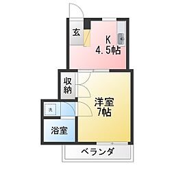 メゾン五郎丸 1DKの間取図画像