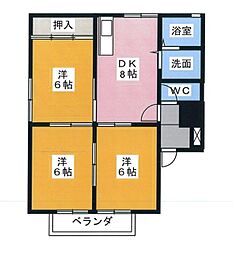ハイツ花菱2A 3DKの間取図画像