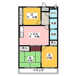 サンシティ中ノ宮A棟 3LDKの間取図画像