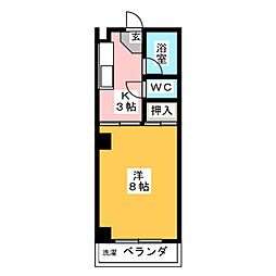 マンション若山 1Kの間取図画像