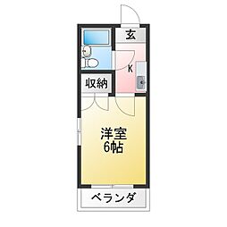 コーポ北大橋 1Kの間取図画像