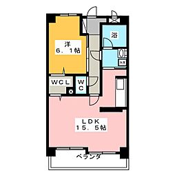 ベルヴィル6 1LDKの間取図画像