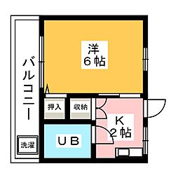 マルエ荘 1Kの間取図画像