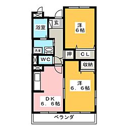 カーサ・タカバ2 2DKの間取図画像