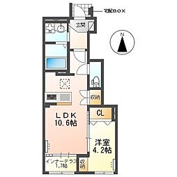 ファミール裏之門 1LDKの間取図画像