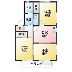 サンディーヌC 3DKの間取図画像