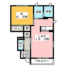 シャーメゾンプラム 1LDKの間取図画像