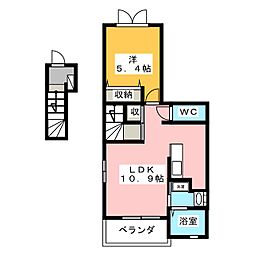 オークフォレスト明和6 1LDKの間取図画像