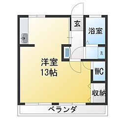 丹羽アパート北 ワンルームの間取図画像