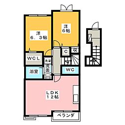 サニーホーム2 2LDKの間取図画像