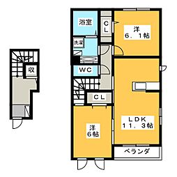 プラムシャルマン 2LDKの間取図画像