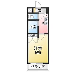サンパティ犬山 1Kの間取図画像